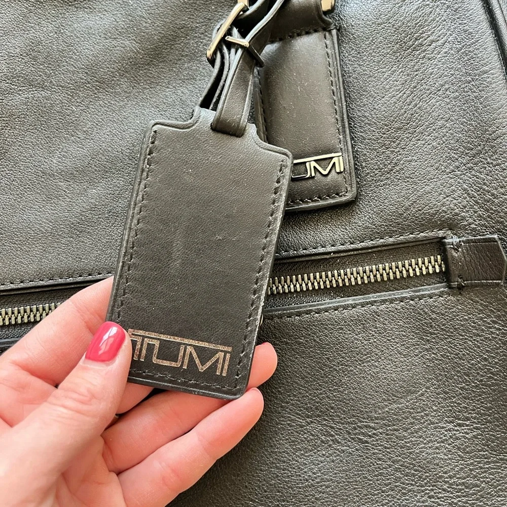 TUMI Charcoal Leather Briefcase